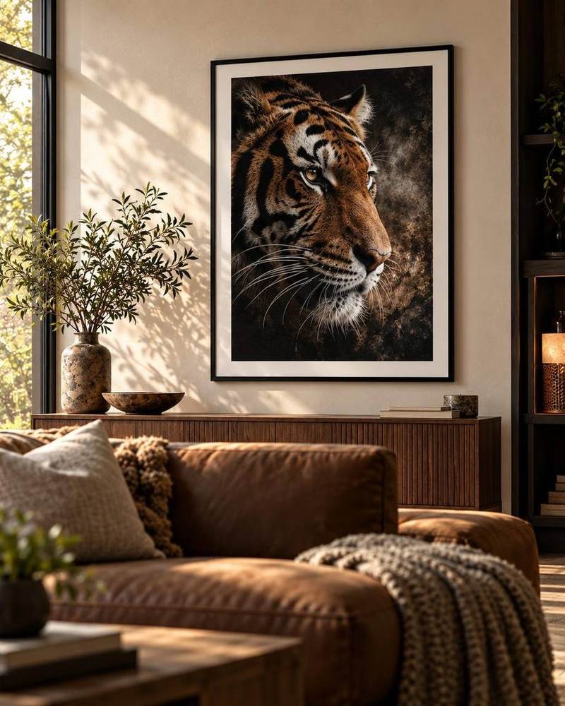 A1 print shown in situ on a living room wall