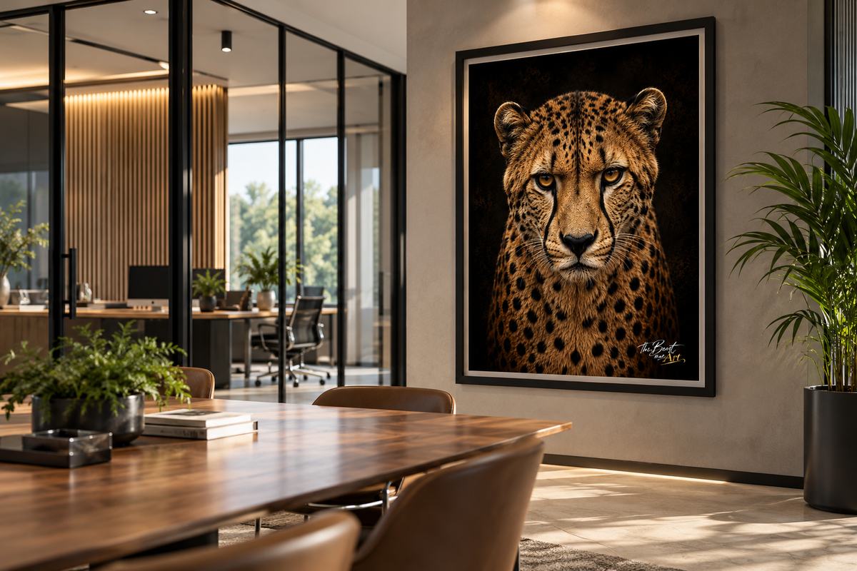 The Beast in Me Art print in a commercial interior